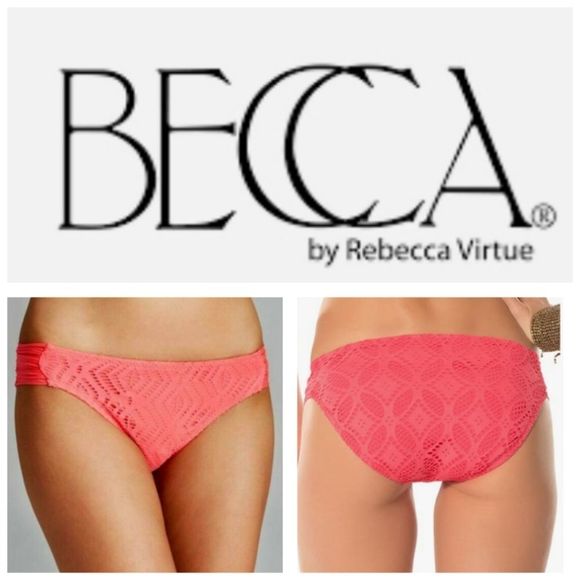 BECCA Other - BECCA by Rebecca Coral Virtue Ritual Tab Side Hipster Crochet Bikini Bottoms